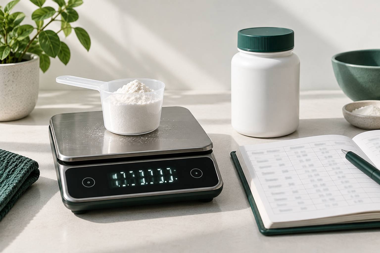 Doseur et balance de cuisine pour comparer des valeurs nutritionnelles