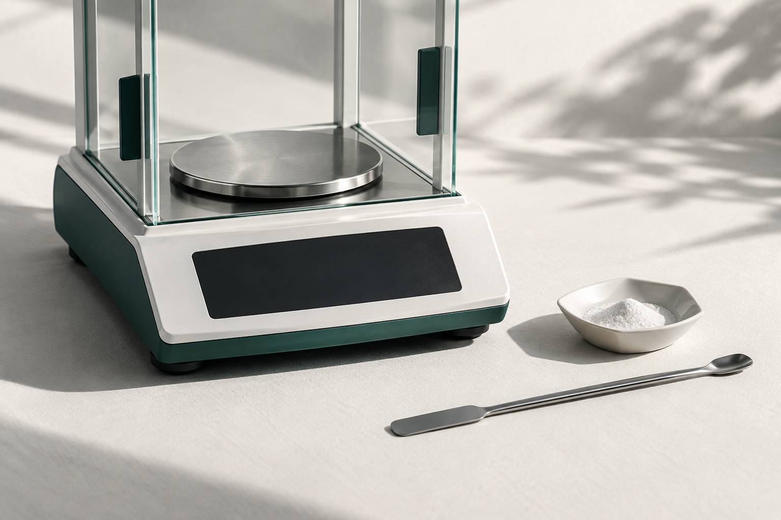 Balance de precision avec coupelle de poudre neutre et spatule inox